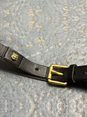 GUCCI TIGER HEAD BALCK LEATHER BELT